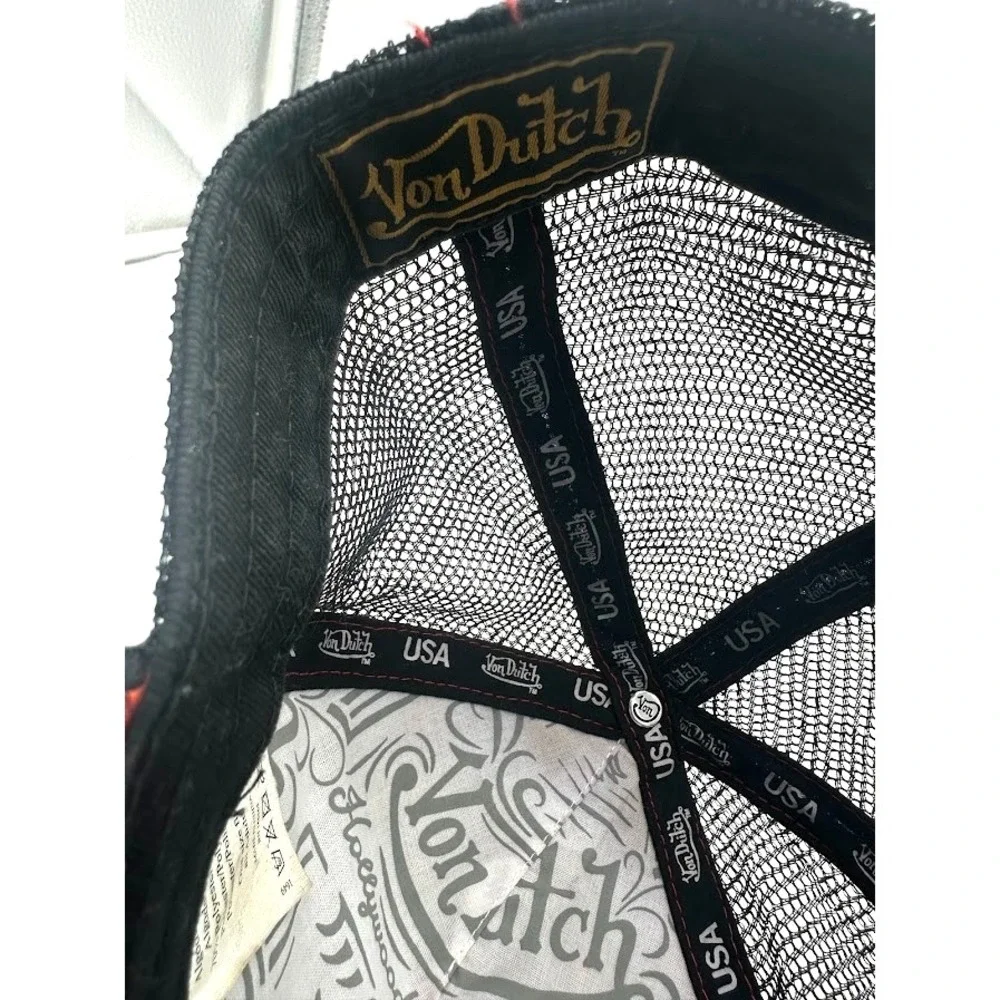 Von Dutch Rainbow Striped Trucker Hat Black Mesh Snapback One Size Unisex USA